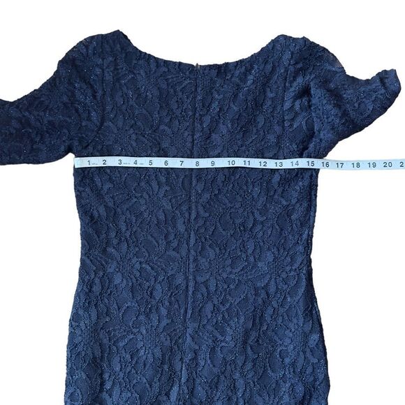 DECODE 1.8 Navy Lace Glitter Gown Size 8 - Picture 12 of 15